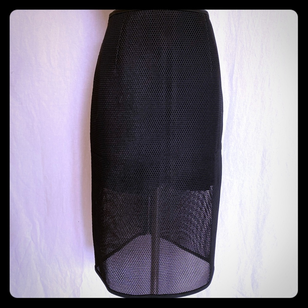 J.O.A Los Angeles Pencil skirt with mesh overlay